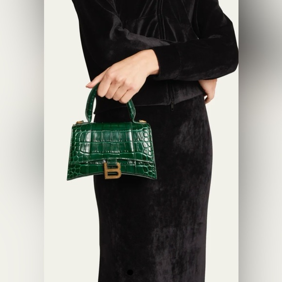 BALENCIAGA NWT Hourglass XS Crocodile-Embossed Top-Handle Bag - Picture 2 of 8